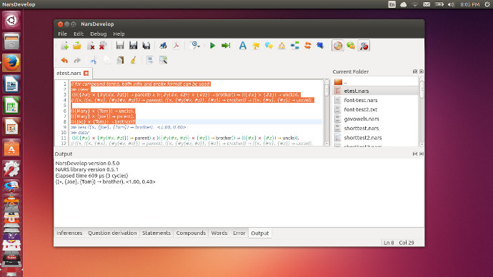 NarsDevelop running on Ubuntu 13.10